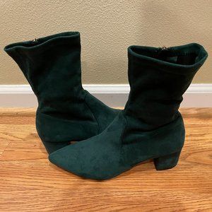 NEW! Silent D Hunter Green Suede Pointed Toe Ankle Bootie-Sz.38